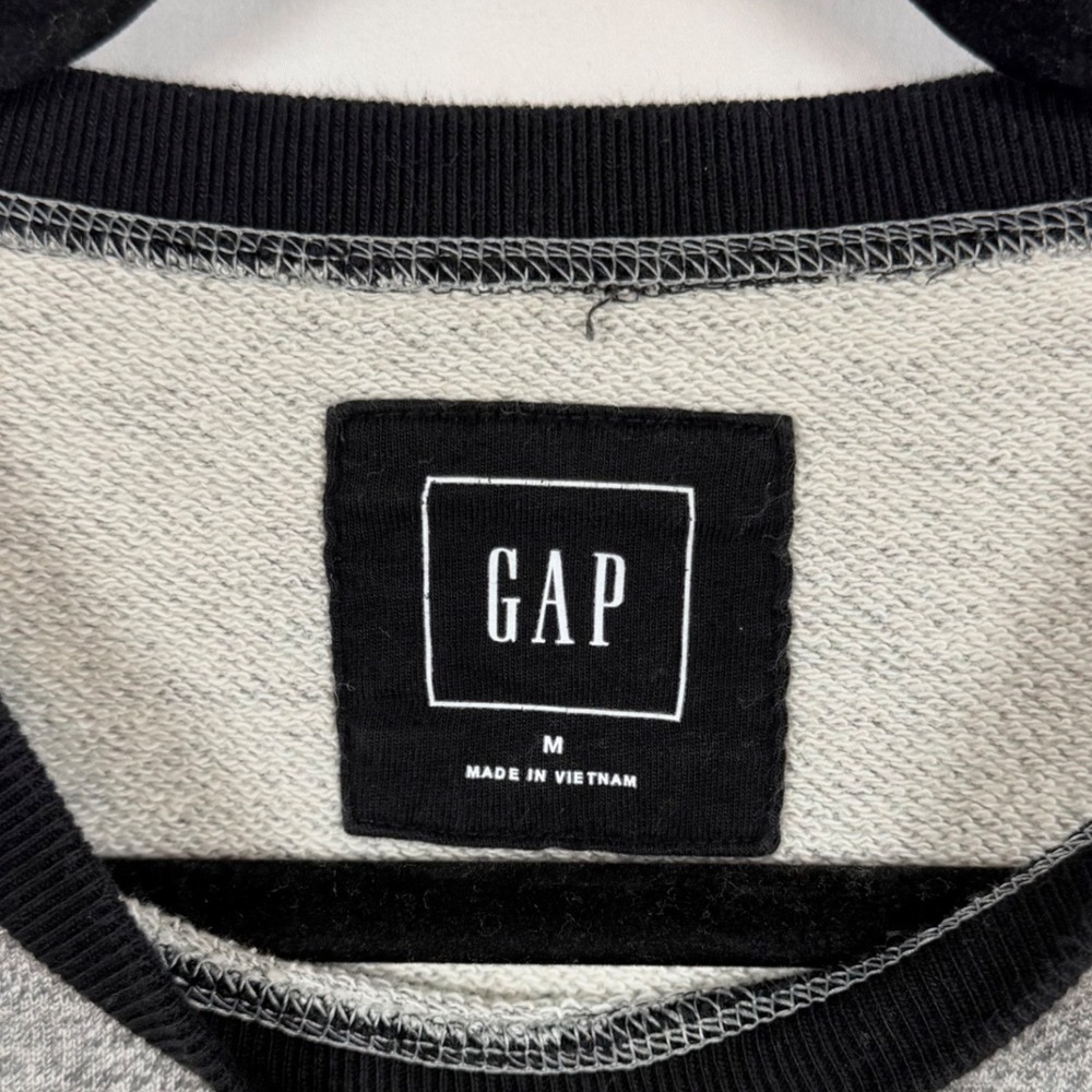 Gap Mens Fleece Zip Crew Sweatshirt Heather Grey Black Medium - Picture 2 of 9